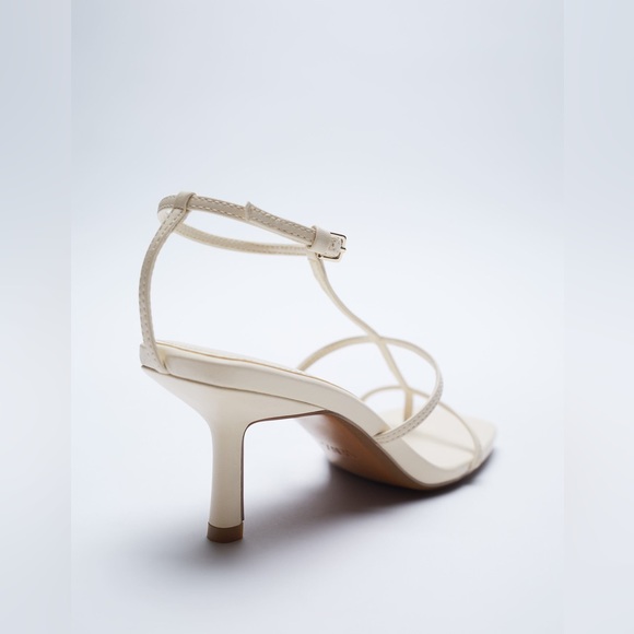 Zara Multi Strap High Heel Sandal / white / beige/ 8 - Picture 4 of 8